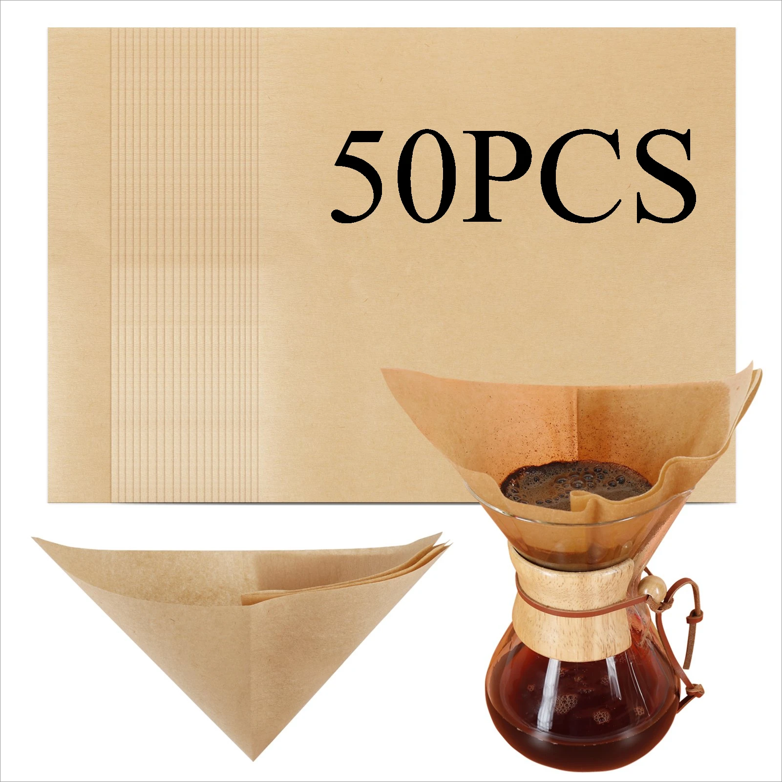 Unbleached Square Coffee Filter Disposable Coffee Filter for Pouring Brewing Coffee Machine Dropper Home Kitchen Office Easy Use