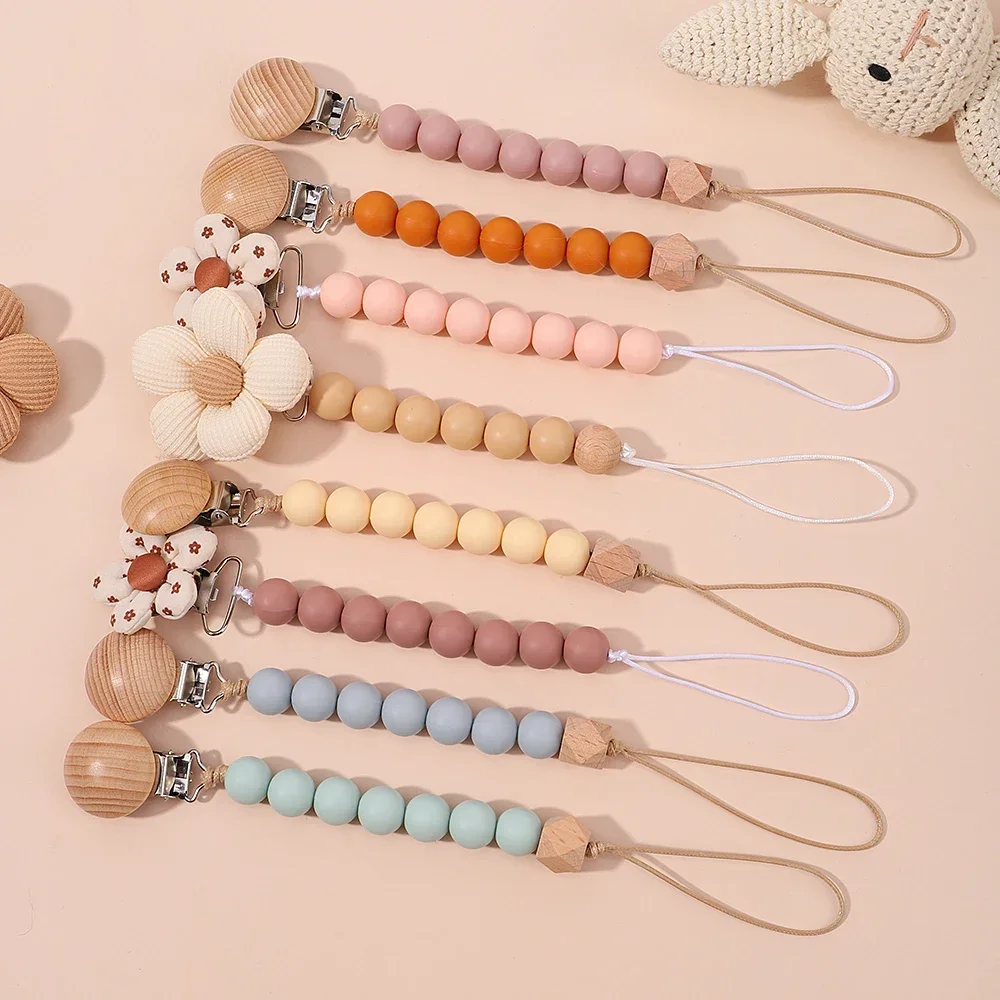 1pcs Cute Handmade Silicone Baby Pacifier Clips Silicone Pacifier Chain Bracket Holder Nipples Toddler Toys Baby Shower Gift