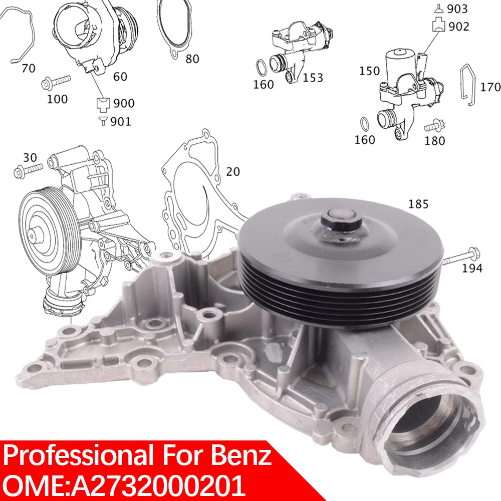 A2732000201 For Mercedes-Benz M273 W463 W164 C219 W221 R230 CLS500 G500 CL500 S500 R500 CL500 car engines Water Pump Water Pump