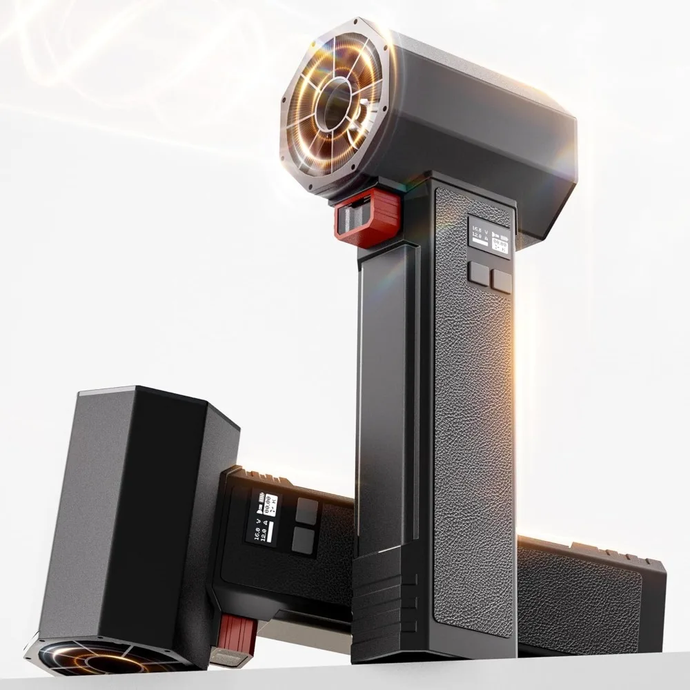 منفاخ مجفف توربو للسيارة، دفع يصل إلى 3.5 رطل، أقصى قوة 750 وات و64 ملم منفاخ أوراق شجر لاسلكي فائق الكهرباء، للفناء