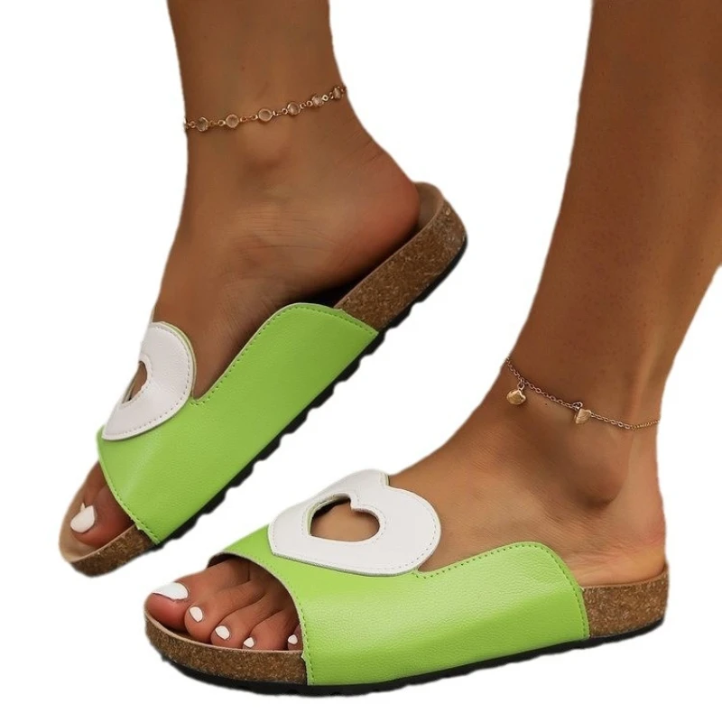 2024 summer plus-size trend love sandals Roman style comfortable fashion flat women foreign trade cross-border women's shoes 43