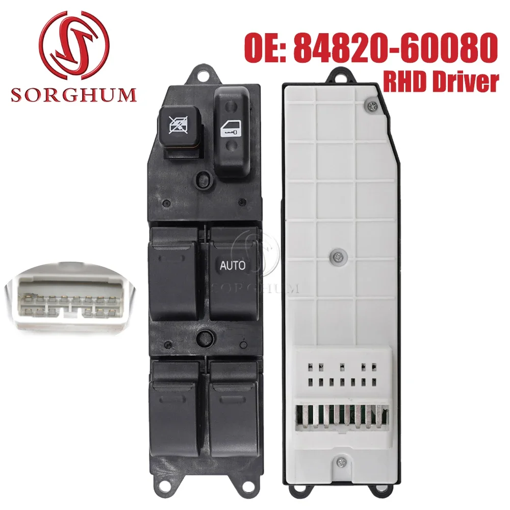 SORGHUM RHD 84820-60080 Control Lifter Power Window Switch Button For Toyota Hilux Dual Cab LN167 Landcruiser Prado 90 Series