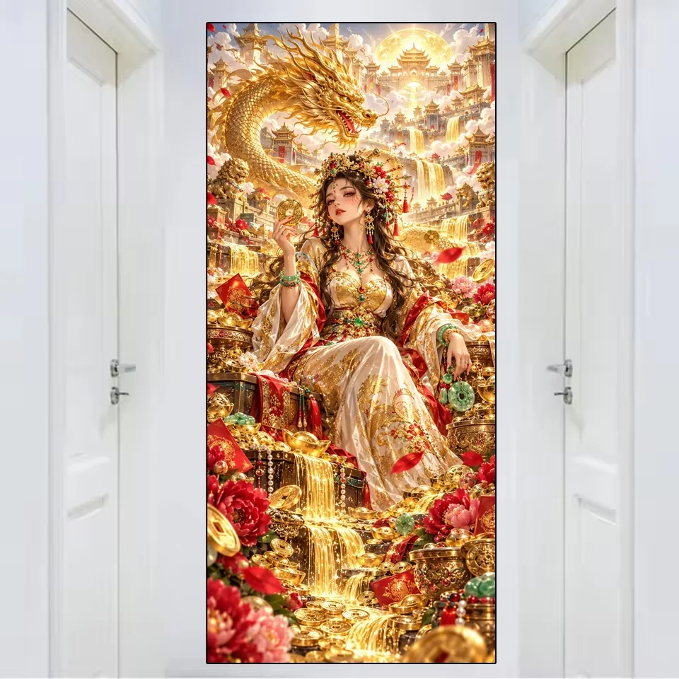 DIY Diamond Painting Beautiful Woman Dragon Full Square Round Mosaic Large Size Diamond Embroidery Cross Stitch Kits