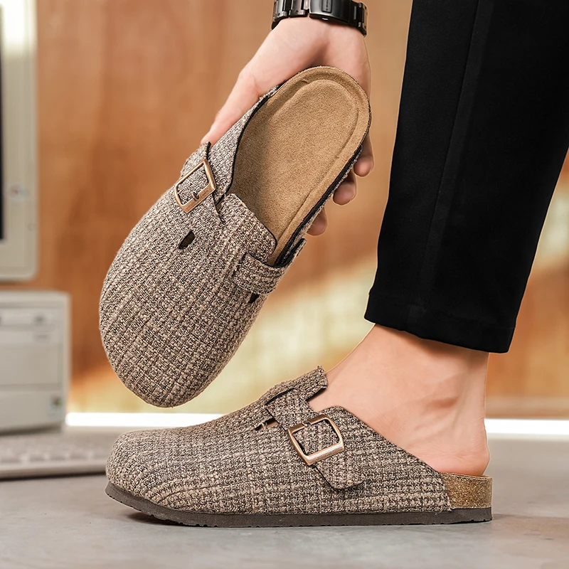 Couple Mules Closed Toe Slides Sandals Half Shoes For Men Women Backless Loafers Slippers Oepn-Back Casual Shoes Slip On Flats