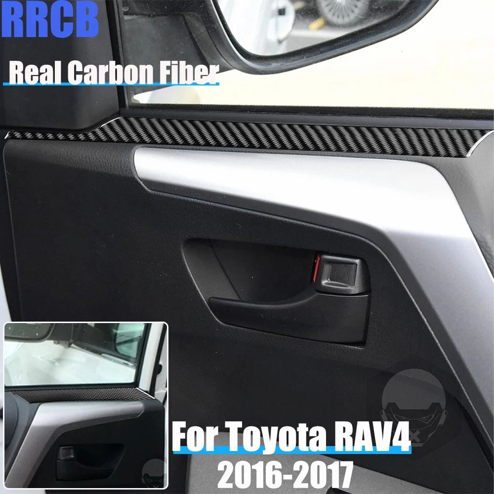 

Настоящее углеродное волокно, автомобильные аксессуары, оконная дверь, подлокотник, панель, декоративная мягкая наклейка для Toyota RAV4 2016-2017