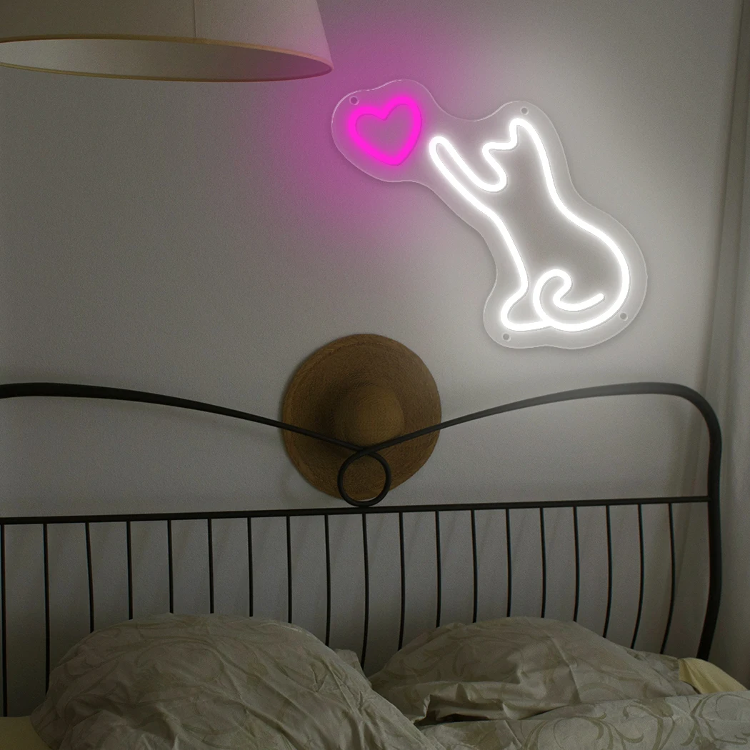 Cute Cat LED Neon Sign USB Neon Sign Bedroom Decoration Suitable for Indoor Wall Decor Room Wall Art Hanging Neon Night Light