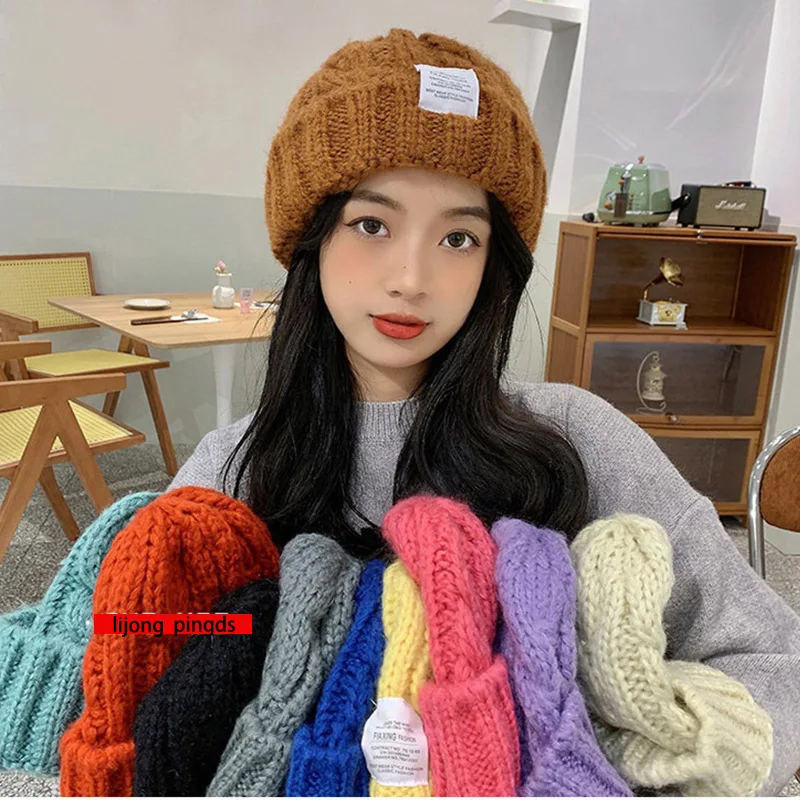 2 knitted hats, winter ladies thermal windproof hat