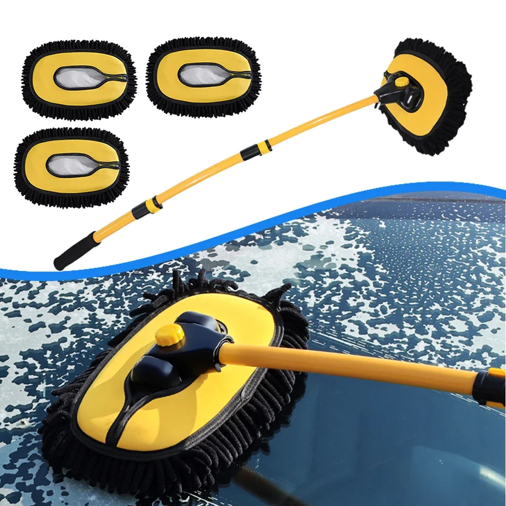 Car Wash Mop Cleaning Brush Car Wash Brush Telescopic Long Handle Mop Curved Rod Soft Brush Car Cleaning Tools Supplies