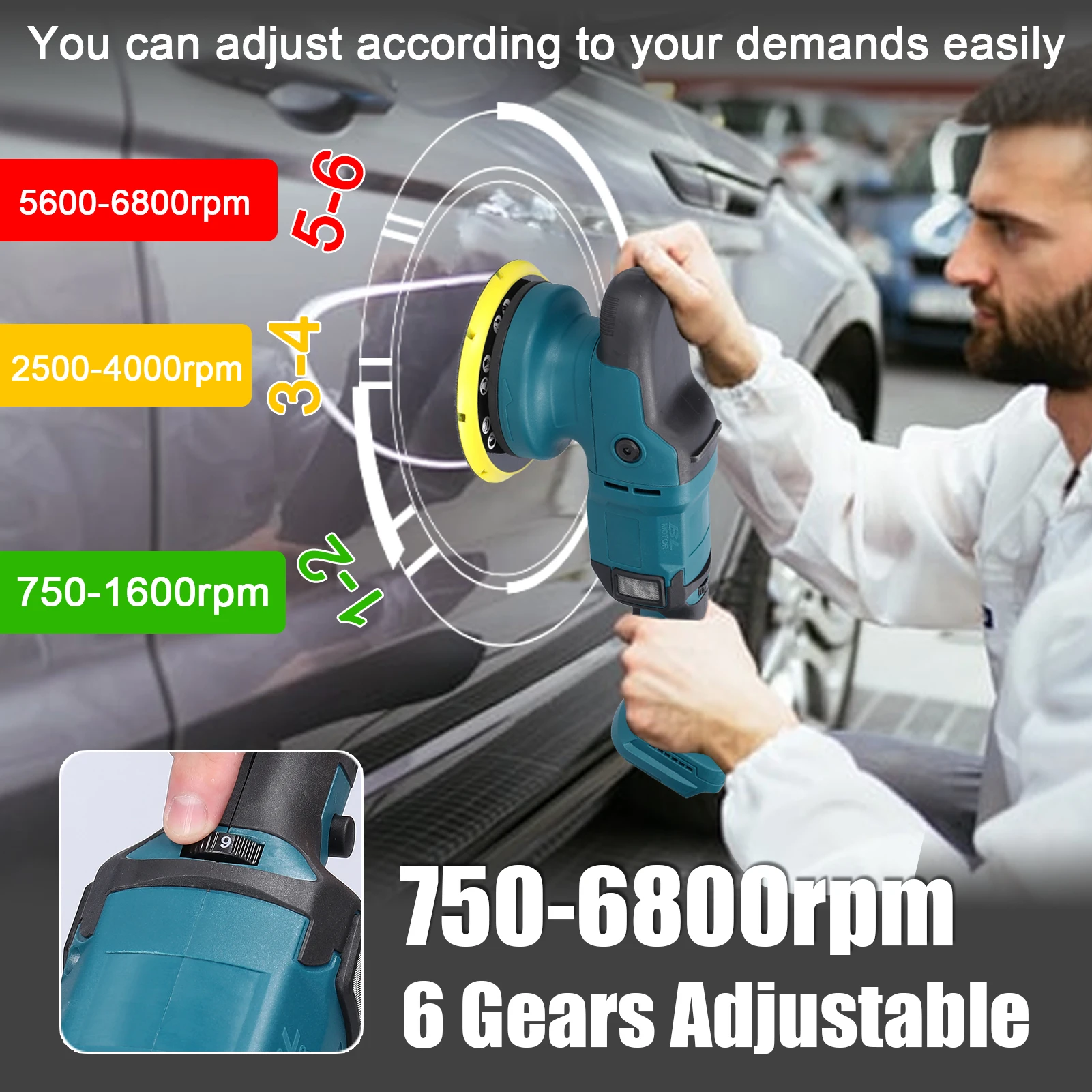 

150mm brushless motor, cordless track, grinding machine, grinding tool, electric vehicle polishing machine
