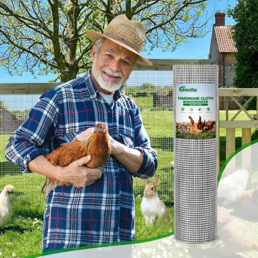 304 Stainless Steel Hardware Mesh | Small-sized Welded Steel Wire Mesh Rolls for Chickens, Garden Fences, Squirrel Tunnels