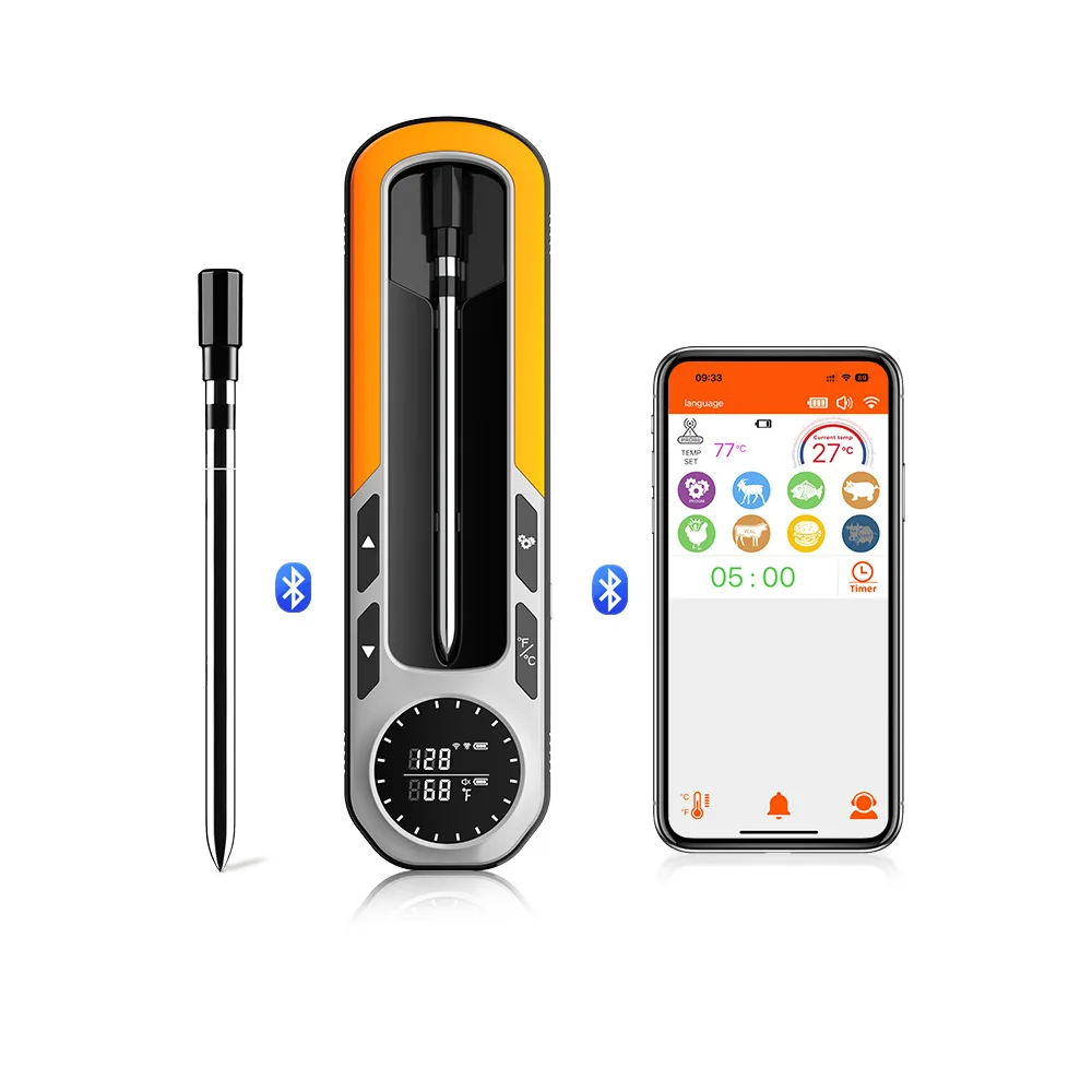 

Wireless Bluetooth thermometer barbecue thermometer food thermometer with APP LCD Screen Real-time monitoring forBBQ Oven Smoker