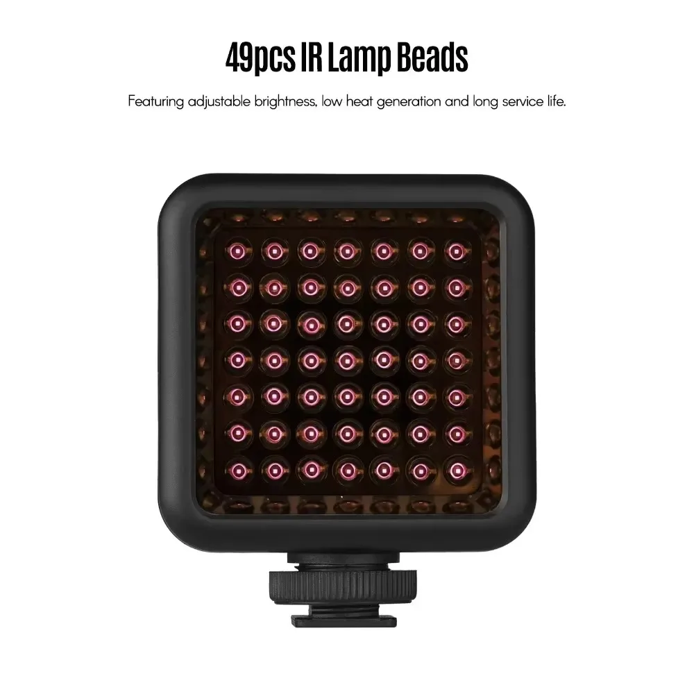 Mini Infrared Fill Light with 49 Infrared Light Beads and Adjustable Brightness  with Multiple Lights for Use ( Lithium Battery)