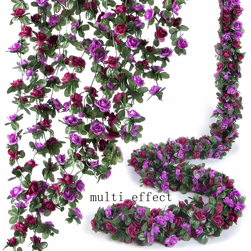 250CM Kunstmatige Roze Bloemen voor Bruiloft Thuis Kamer Decoratie Herfst Tuin Outdoor Boog Kerst Rotan DIY Nep Planten Wijnstok