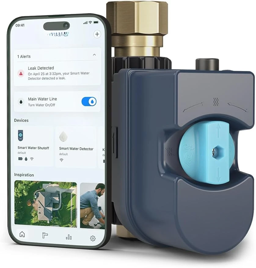 

Moen Flo Smart Water Monitor and Automatic Shutoff Sensor, Wi-Fi Connected Water Leak Detector for 1-Inch Diameter Pipe, 900-006