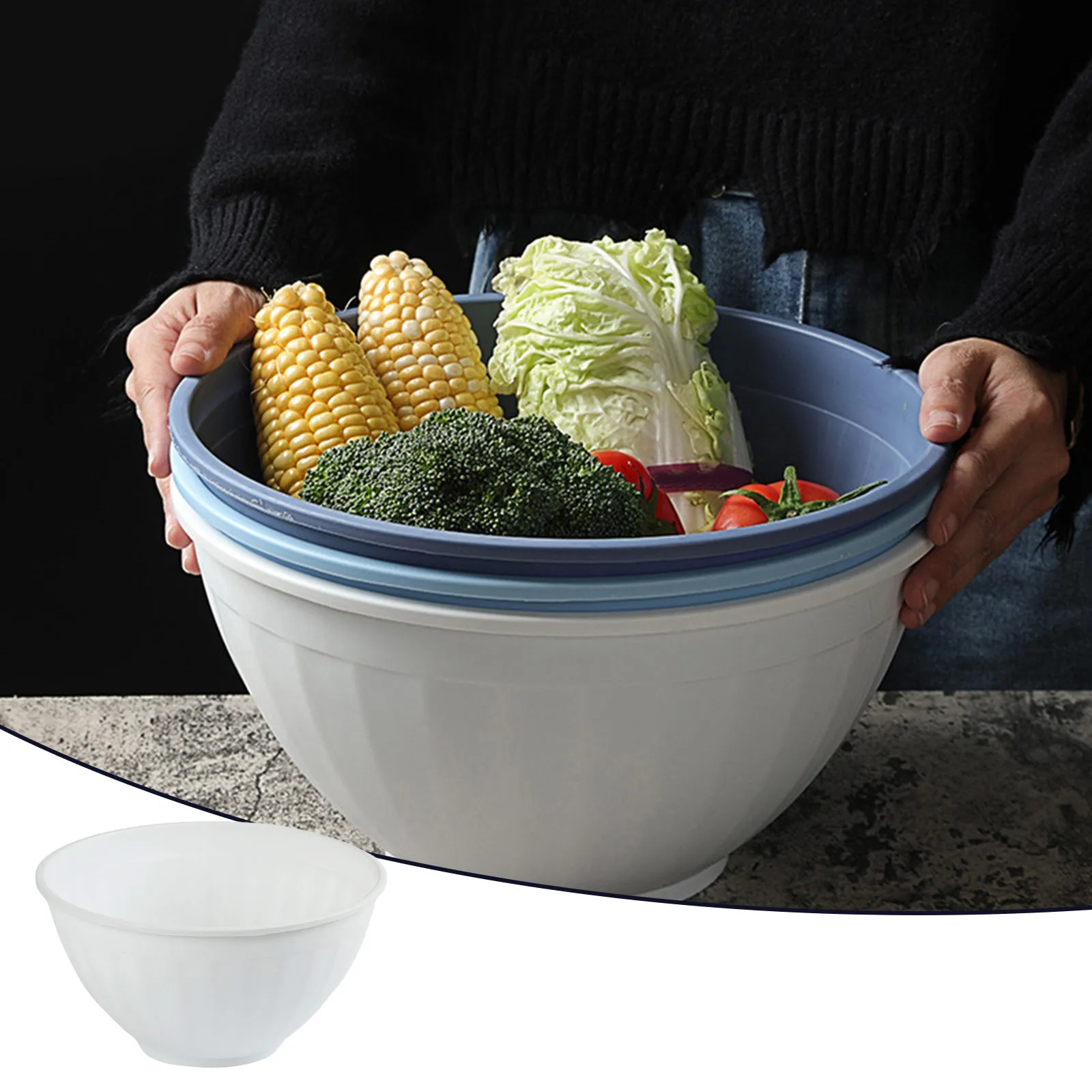 Plastic Mixing Bowl Plastic Serving Bowl For Kitchen Big Capacity Lightweight Flexible Kitchen Bowl Kitchen Table Mats round