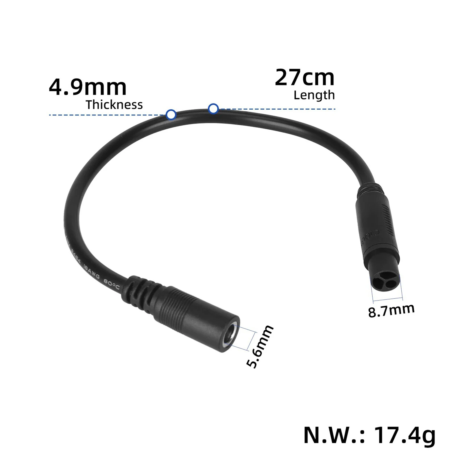 DC2.1 To CQ Connector Adapter Cable For Scooter Charger Quick Connect Lightweight Accessory For Outdoor Indoor Charging
