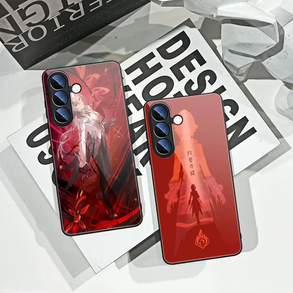 G-Genshin Impact Arlecchino Tempered Glass Phone Case For Samsung Galaxy S26 Ultra S25 FE S24 S23 S22 Plus S25 S21 Note20 Cover