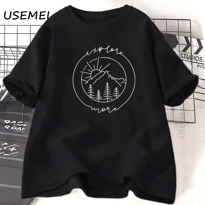 Explore More T-Shirt for Women Casual Camping Short Sleeve T Shirt Camper Hiking Nature Lover Tee Shirts Outdoor Clothes
