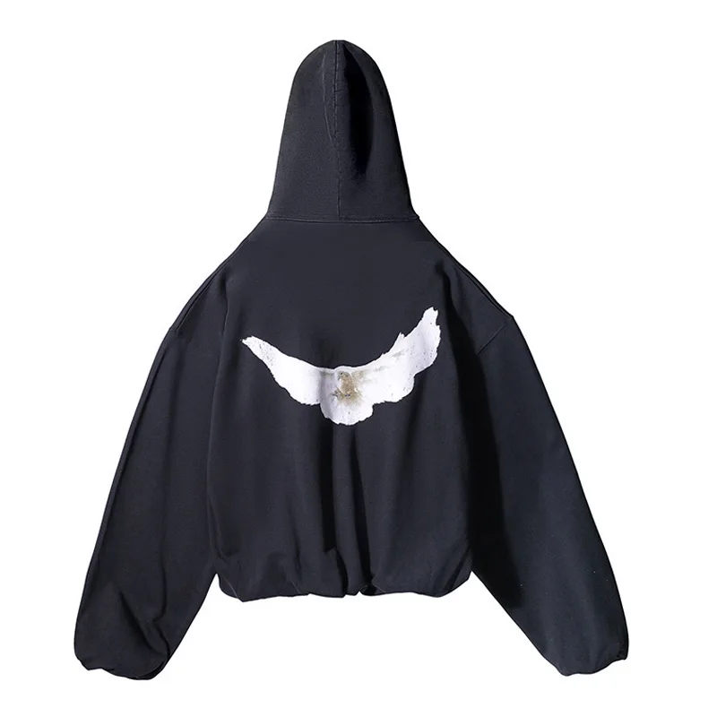 New Hot Selling Trend Kanye West Hoodie Tops Men Pigeon Print Casual Hooded Hoodie Stock