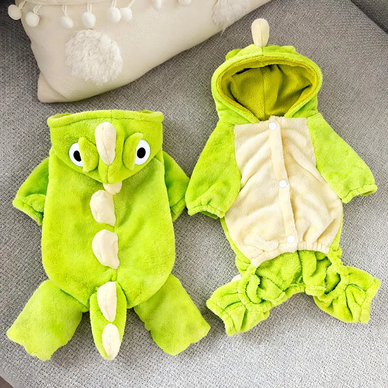 

Cute Little Dinosaur Small to Medium Dog Clothes Autumn Winter Thickened Warm Pet Clothes for Bichon Frise Teddy Schnauzer