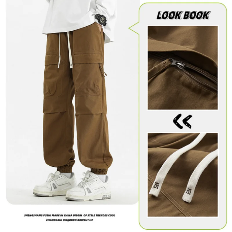 

2024 M-5XL Spring and Autumn New Men's Cotton and Hemp Pants Loose Drawstring Lantern Pants Haren Pants Japanese Casual Pants