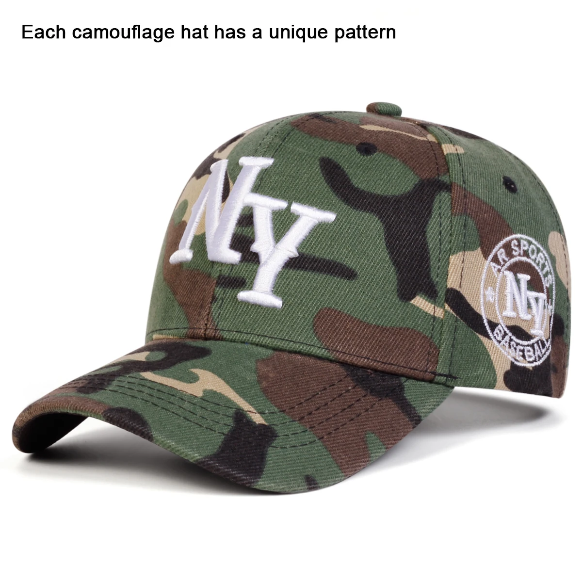 Unisex NY Brief Stickerei Camouflage Baseball Caps Frühling Herbst Outdoor Einstellbare Casual Hüte Sonnenschutz Hut Sport Kappe – Detail 4