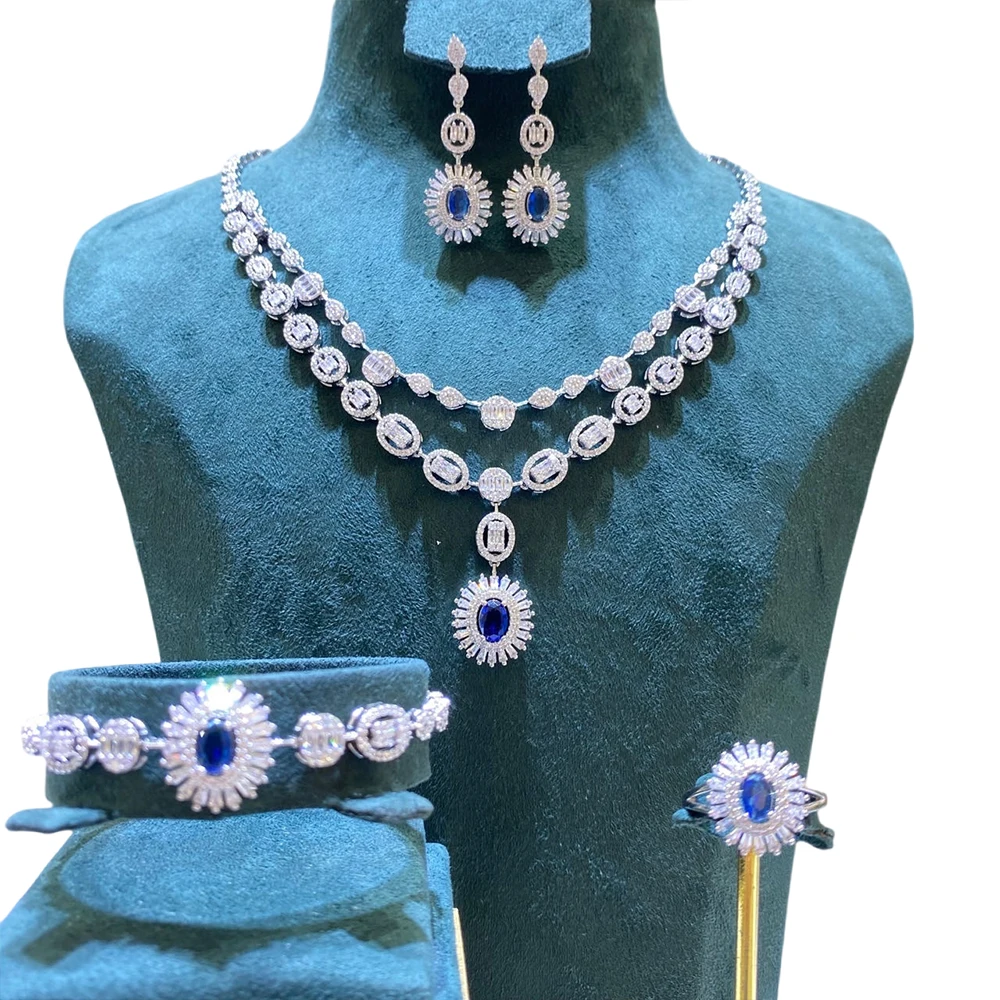 

014687 Elegant layer Necklace Set for Women Cubic Zirconia Party Jewelry Sets Bride Wedding Jewellery Accessory