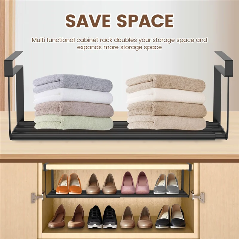 

ABKD Expandable Hanging Shoe Rack, Retractable Shoe Shelf, Hanging Under Shelf Storage And Organization, Adjustable Holder