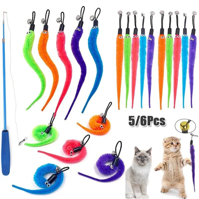 Retractable Cat Toys Wand Teaser Refills Interactive Cat Feather Toy for Cat Kitten Having Fun Exerciser Playing