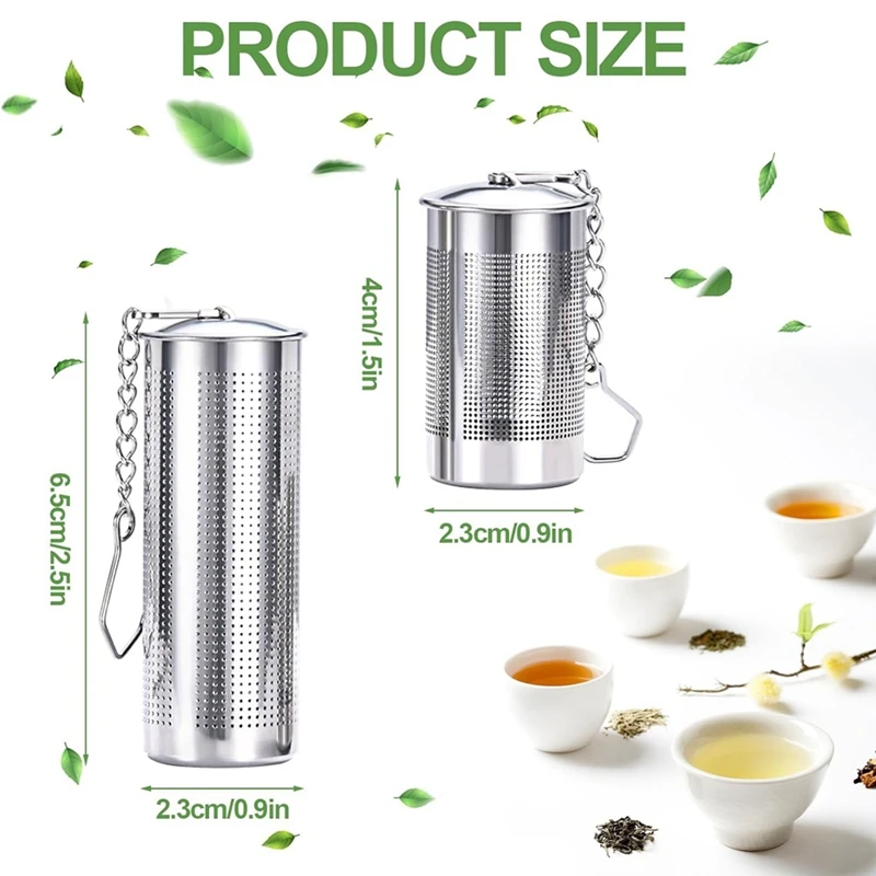 A47U 4PCS Tea Infusers for Loose Tea,Tea Filter with Lid,Stainless Steel Tea Strainer with Chain Hook,Large Tea Strainer Ball