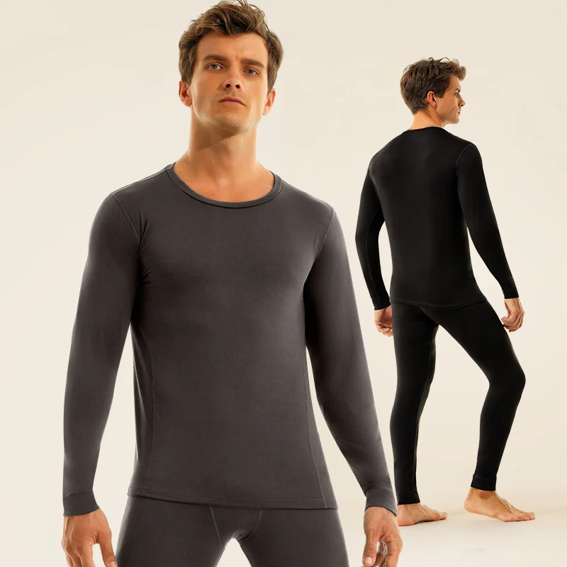 

Men's single-piece thermal underwear, men's medium-thick and thin fleece cold-proof basic base layer, inner top