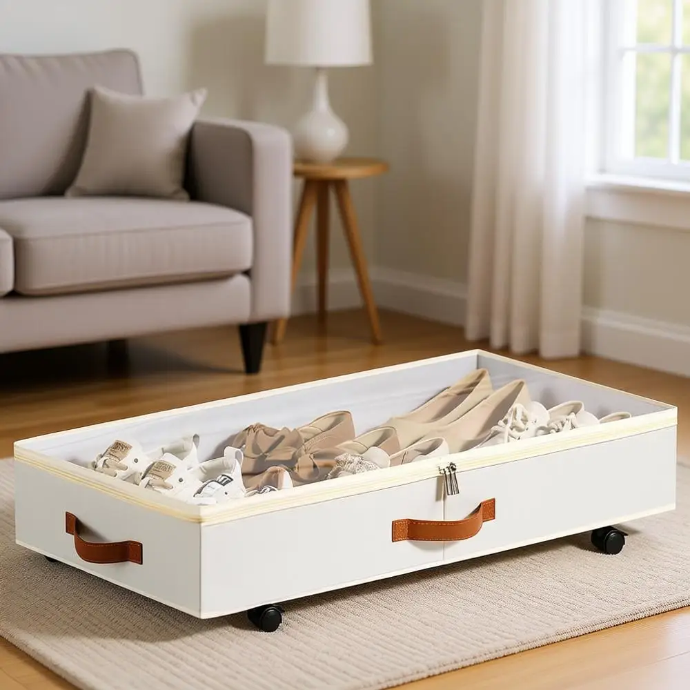 

Набор из 2-х выдвижных контейнеров для хранения под кроватью с прозрачными крышками - высота 6,7 дюйма, идеально подходят для обуви, одежды и многого другого