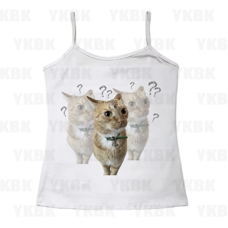 Vintage Y2K Print Kitty Cat Strap Slim Fit Damen Letter Punk Hot Girl Sexy Korsett Print Retro Gothic Fashion Weste Ärmellos Emo