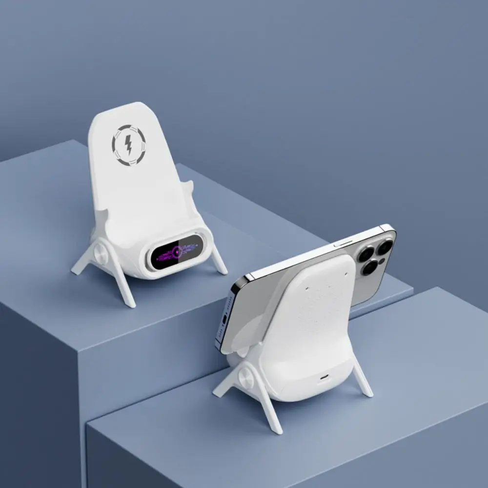 

15W Wireless Magnetic Phone Charger with 3 Magnetic Head Fast Charging Chair Shaped Phone Charger Stereo Sound Chamber Universal