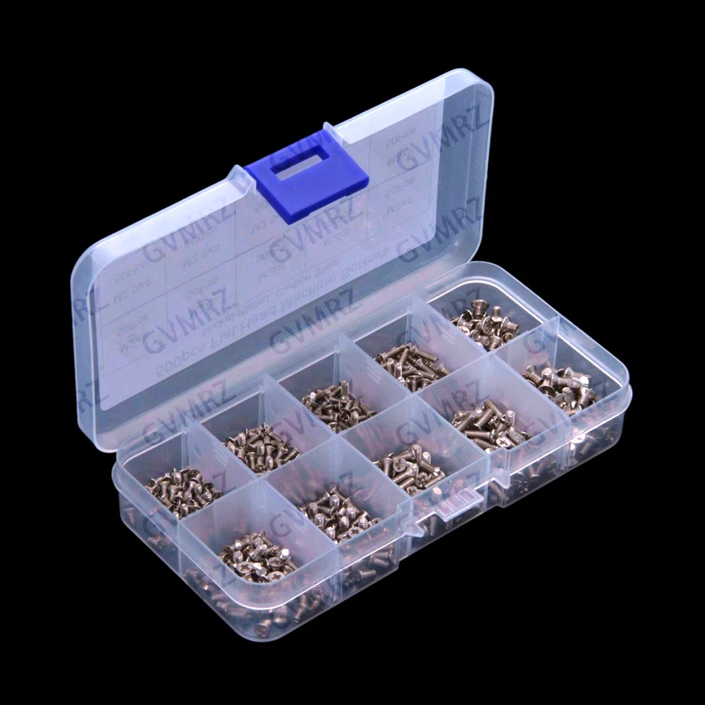 10Values M3 M2.5 ​​Silver 500PCS M2/M3/M2.5 Screw Combination Set with Phillips Head and Countersunk Head M3 M2.5 M2