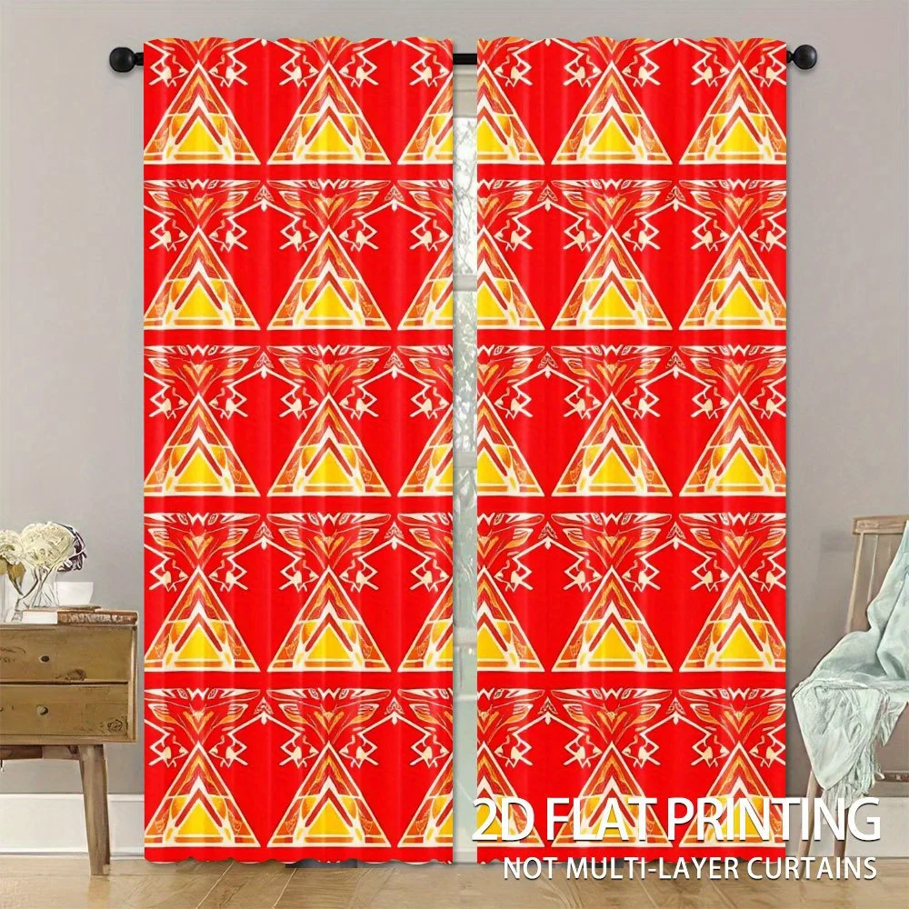 Geometric Tribe Abstract Patterns Print Drapes Room Darkening Window Curtains Home Decor,Rod Pocket Blackout Curtains Bedroom