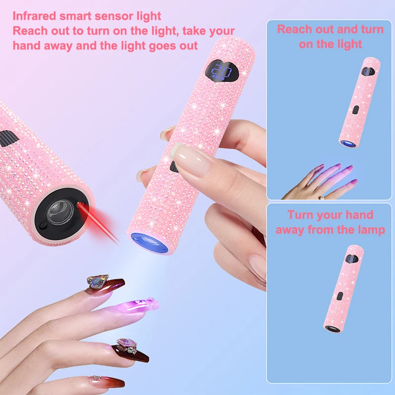 Draagbare handheld mini-nagellamp voor gellak Sneldrogende zaklamp Pen USB-nageldroger Machine Type-C Opladen UV LED-nagellamp