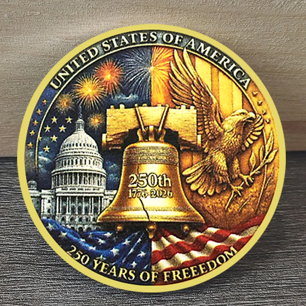 

America 1776–2026 250th Anniversary Commemorative Coin Liberty Bell & Capitol Design Patriotic Souvenir Collectible Gift