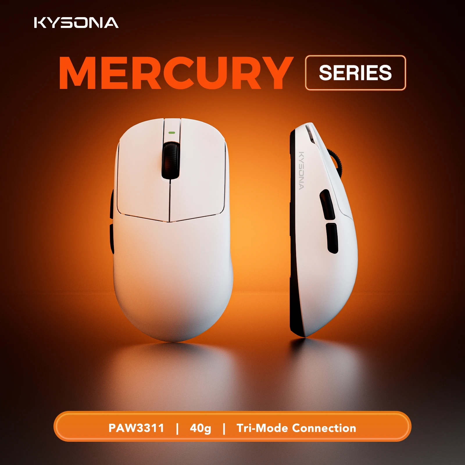 

KYSONA Mercury SE Gaming Mouse PAW 3311 40g Ultra Lightweight Tri-Mode Wired RGB Charging Dock 24000 DPI Ergonomic Pro Gamer