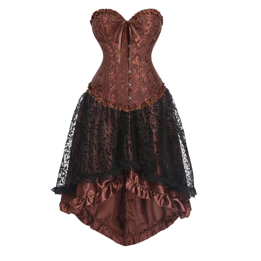 Steampunk Corset Skirt Renaissance Corset Dress for Women Gothic Burlesque Corsets Costumes