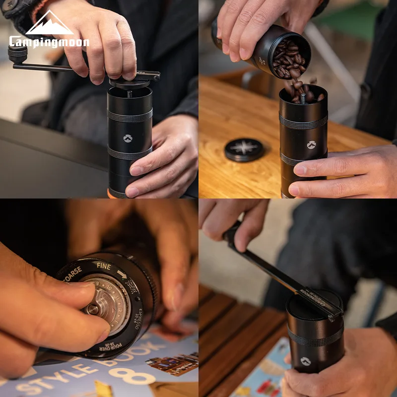 Campingmoon CC-115 CC-152 Stahl-Kaffeemühle mit Flachgriff, klappbare Kaffeemühle mit Stahlkern – Detail 7