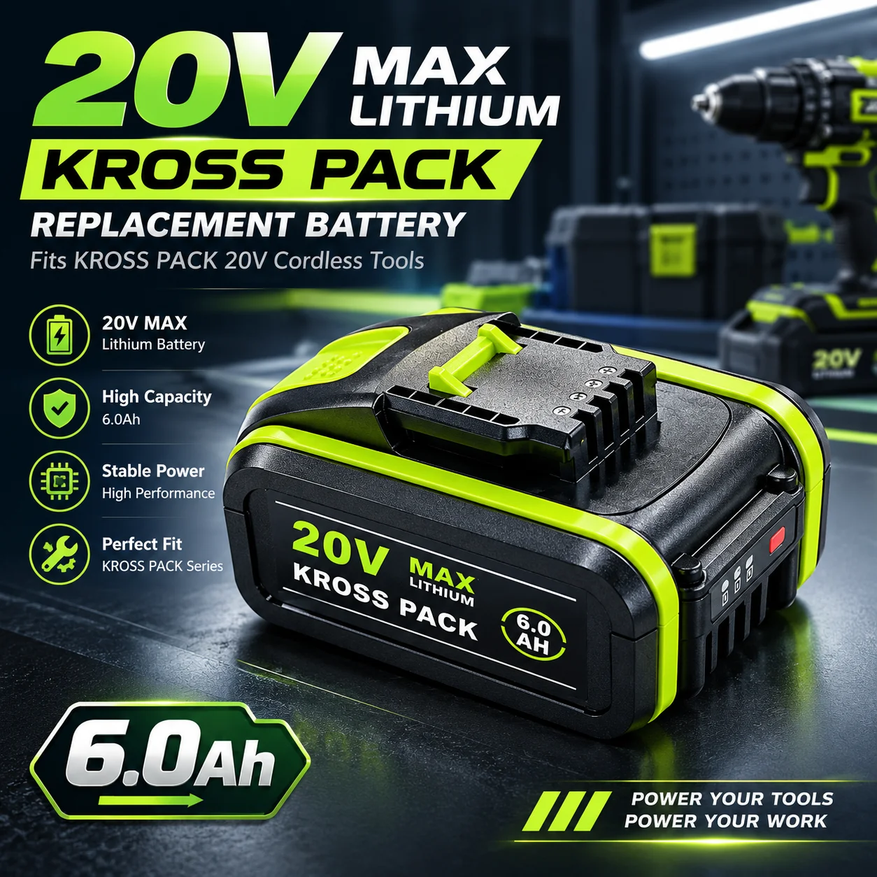 Original 20V Max Kross Pack 6.0Ah Lithium-Ersatzakku Original Wiederaufladbarer Akku für Elektrowerkzeuge EU-Lager 7 Tage schnelle Lieferung