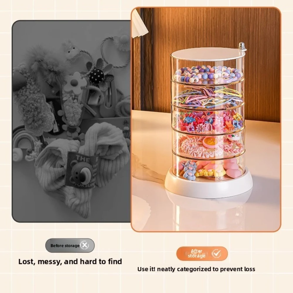 360 Rotating Jewelry Organizer Box Multi-layer Clear Dust-proof Hair Accessories Storage Case Earring Necklace Display Stand