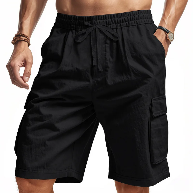Nieuwe herenshorts, losse grote maat overalls met meerdere zakken, zomerkatoen, comfortabele nikkelbroek, outdoor casual sportstrandbroek