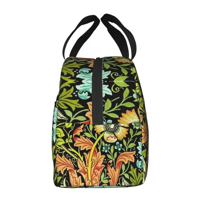 Bolsa de almuerzo floral vintage personalizada de William Morris para hombres y mujeres, loncheras aisladas más frescas y cálidas para la escuela de niños