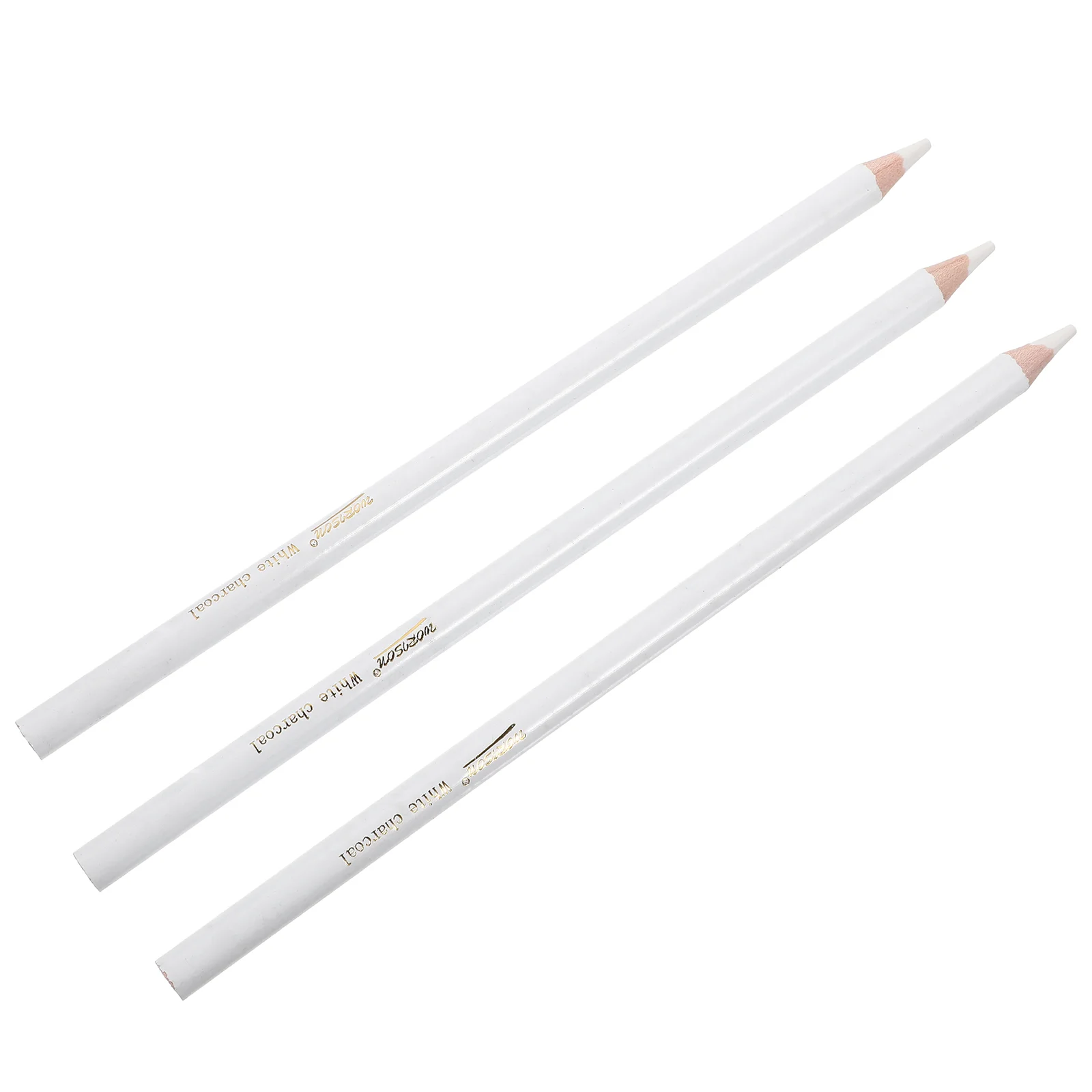 3 White Charcoal Pencils Highlight Sketching Drawing Tools Smooth Color Professional Supplies Unbreakable Core Dark Paper