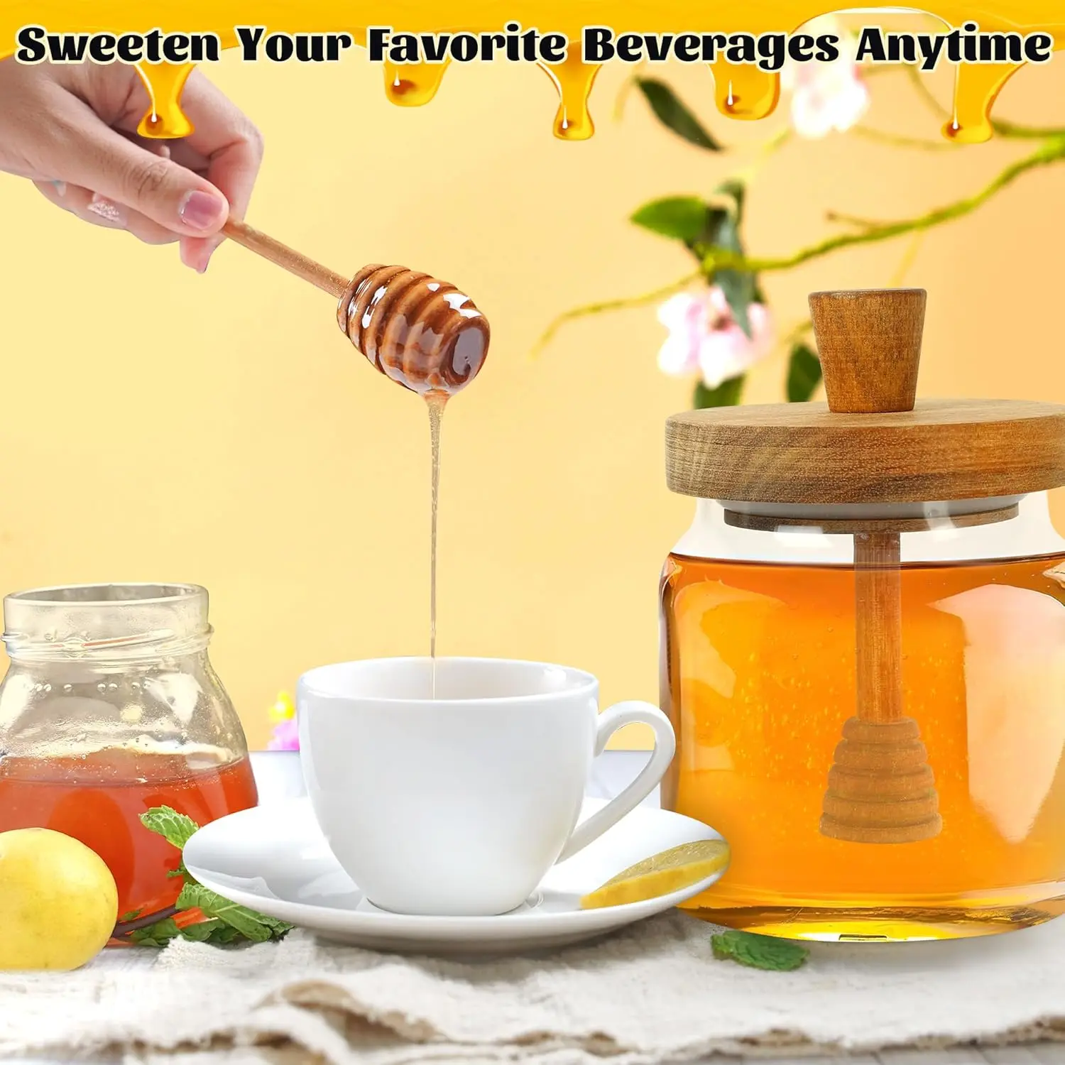 500 مللي زجاجات تخزين زجاجية برطمانات العسل مع قحافة وغطاء واسع الفم حاويات العسل موزع شراب لتخزين العسل