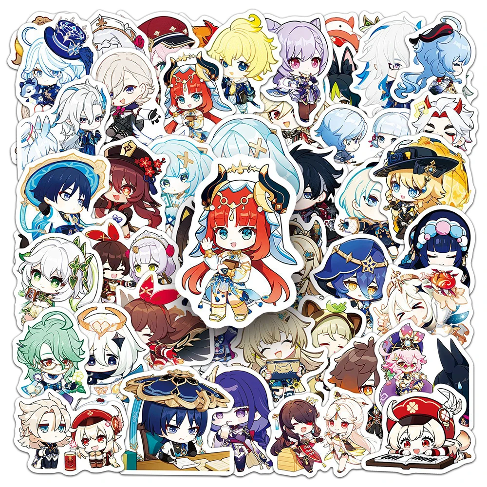 10/30/50pcs Genshin Impact Cartoon Stickers Cute Q Version Graffiti Decals DIY Motorcycle Helmet Luggage Anime Game Sticker Gift
