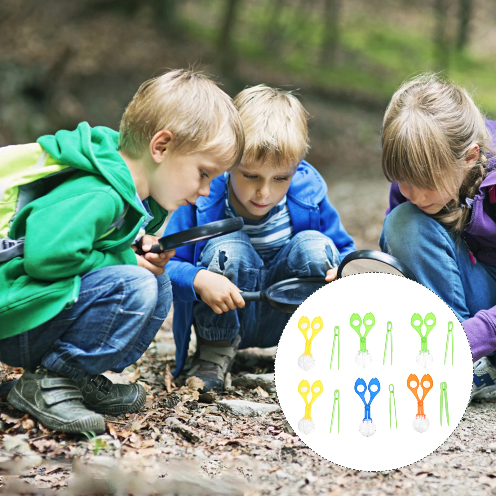 6 conjuntos de clipes de tesoura para captura de insetos, pinças de plástico para exploração ao ar livre, brinquedo educacional biológico para presente