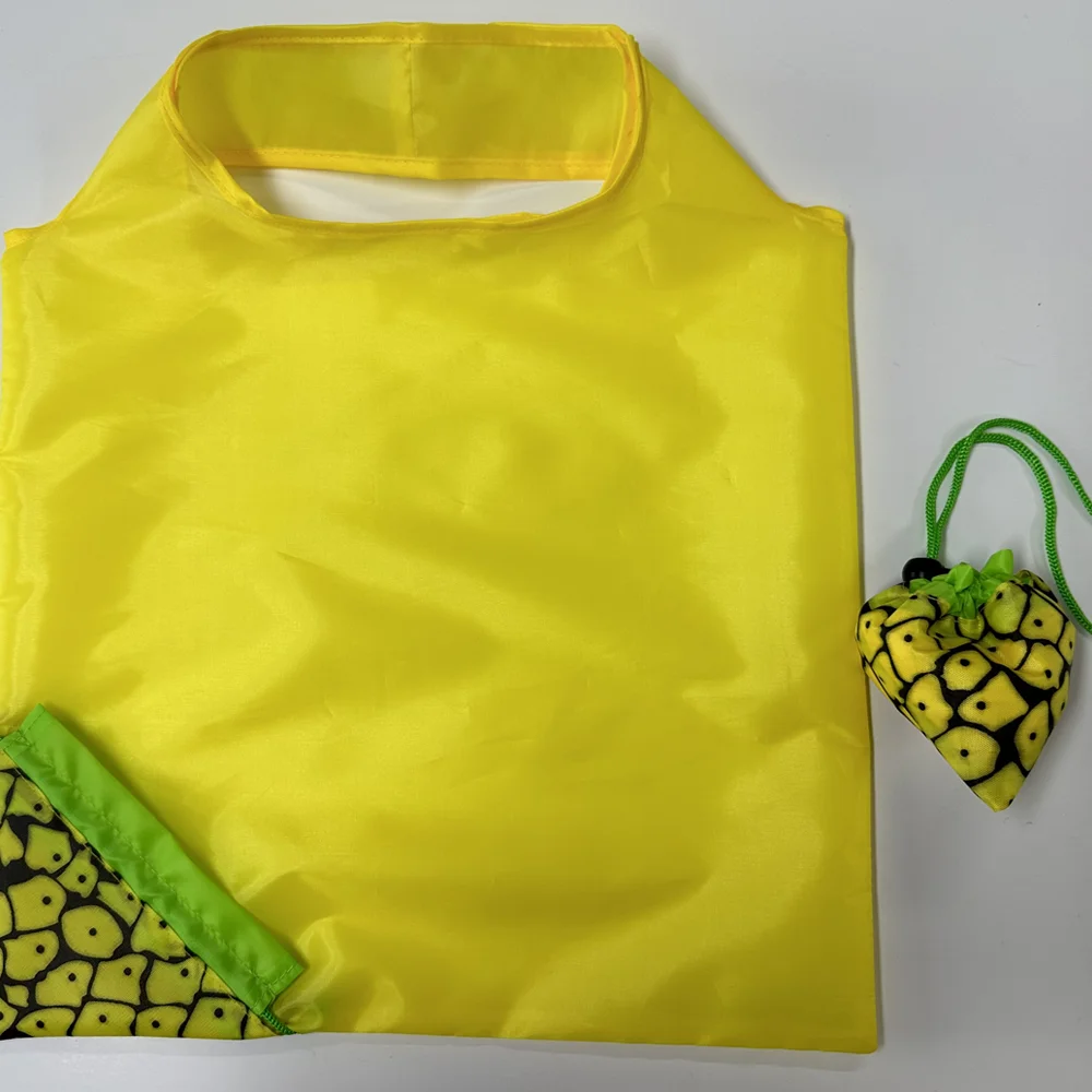 Promotional Large Capacity Polyester Folding Fruit Shopping Bag Eco-friendly Reusable Sturdy Storage Tote Bag